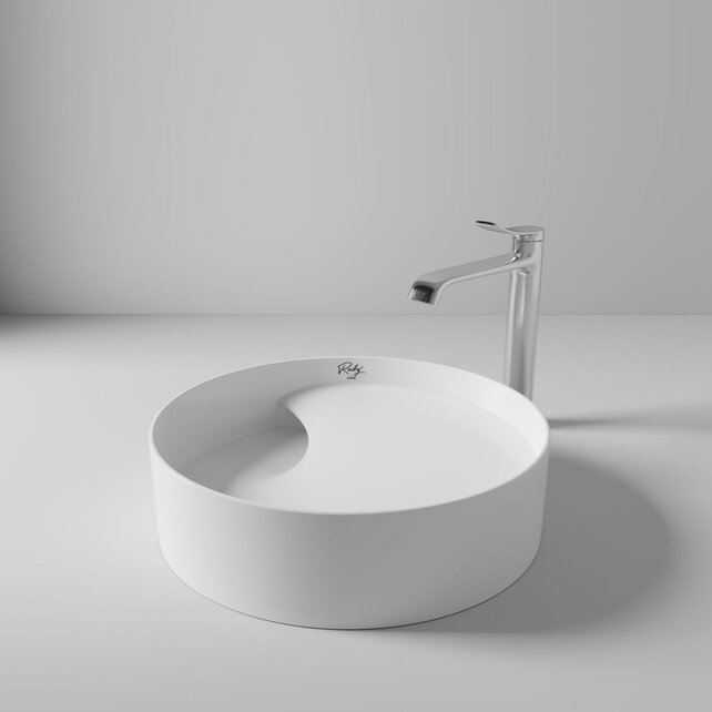 Waskom RUBY Rond RB141 Mat Wit 40x40x11cm⎢Creavit Opbouw wasbak