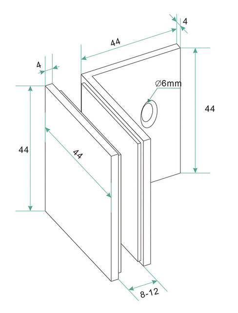 Less glaskoppelingset gunmetal voor profielloze inloopdouche 2 stuks - 20.6166