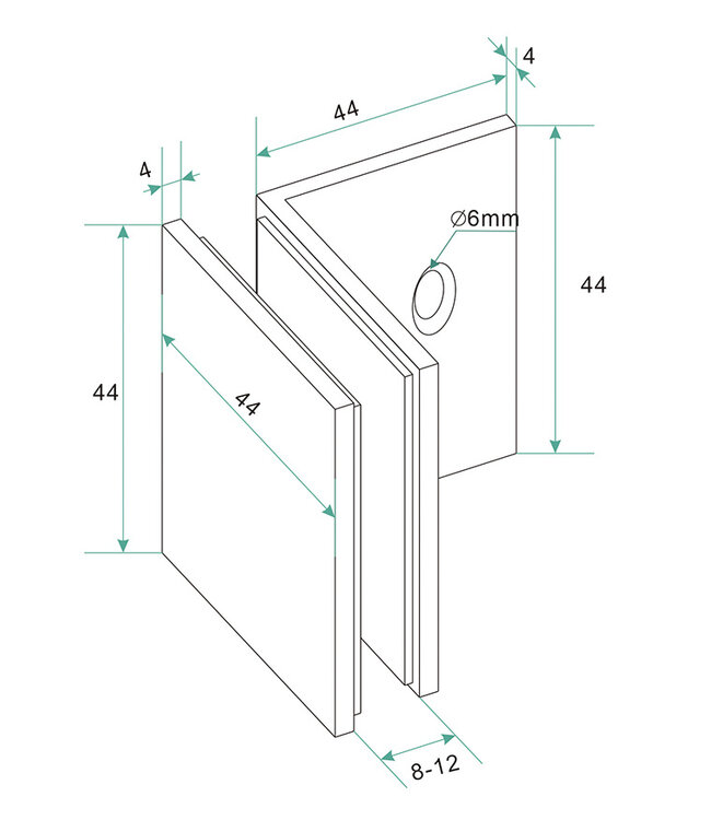 Less glaskoppelingset gunmetal voor profielloze inloopdouche 2 stuks - 20.6166