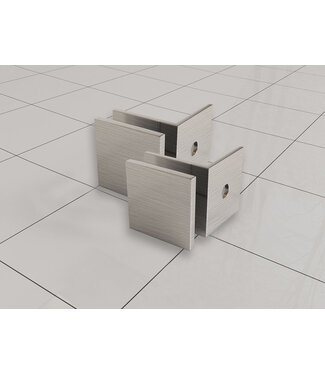 Wiesbaden Less glaskoppelingset Geborsteld Staal voor profielloze inloopdouche 2 stuks - 20.6161