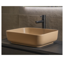 Waskom Minerva Mat Zand Beige 50x39x13cm vierkant keramiek incl. bijpassend click-waste