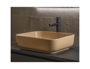 Waskom Minerva Mat Zand Beige 50x39x13cm vierkant keramiek incl. bijpassend click-waste