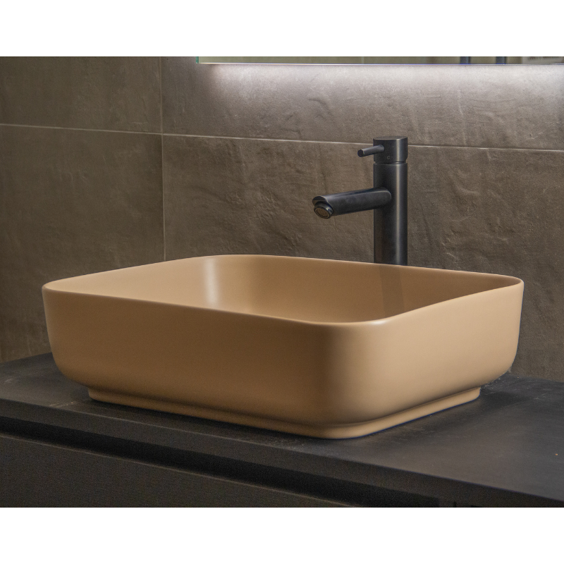 Waskom Minerva Mat Zand Beige 50x39x13cm vierkant keramiek