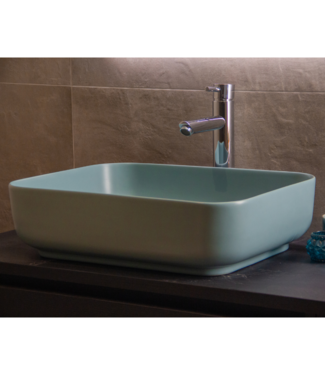 SANI-SUPPLY Waskom Minerva Mat Fjord Groen 50x39x13cm vierkant keramiek incl. bijpassend click-waste