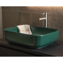 Waskom Minerva Mat Jade Groen 50x39x13cm vierkant keramiek incl. bijpassend click-waste