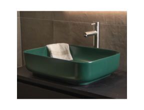 Waskom Minerva Mat Jade Groen 50x39x13cm vierkant keramiek incl. bijpassend click-waste