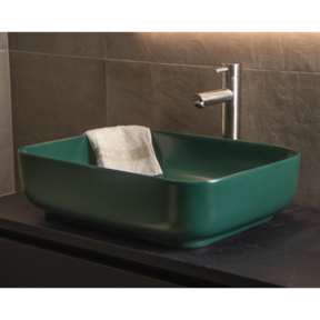 Waskom Minerva Mat Jade Groen 50x39x13cm vierkant keramiek incl. bijpassend click-waste