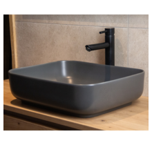 Waskom Minerva Mat Antraciet 50x39x13cm vierkant keramiek incl. bijpassend click-waste