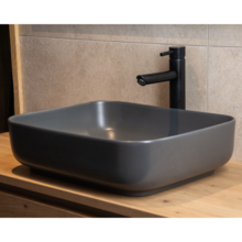 Waskom Minerva Mat Antraciet 50x39x13cm vierkant keramiek incl. bijpassend click-waste