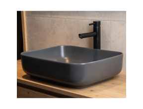 Waskom Minerva Mat Antraciet 50x39x13cm vierkant keramiek incl. bijpassend click-waste
