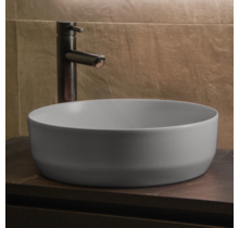 Waskom Minerva Mat Grijs rond 39x12cm keramiek incl bijpassend click waste