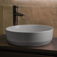 Waskom Minerva Mat Grijs rond 39x12cm keramiek incl bijpassend click waste