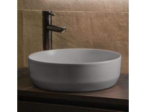 Waskom Minerva Mat Grijs rond 39x12cm keramiek incl bijpassend click waste