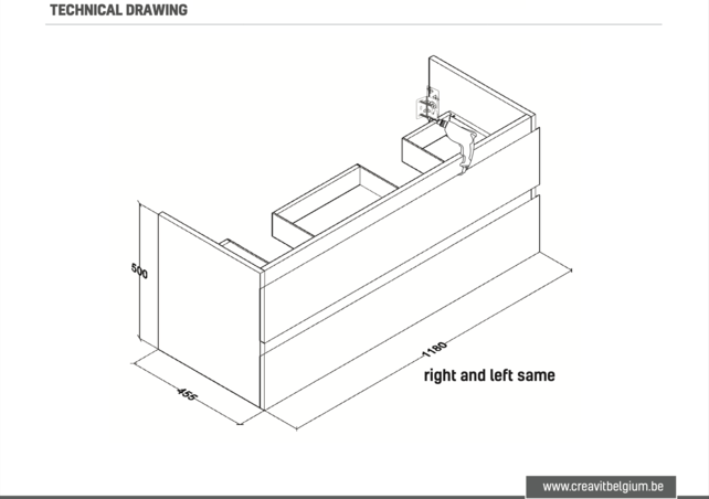 Wastafelonderkast 120cm Sally Licht Hout - Softclose lades - Excl. wastafel