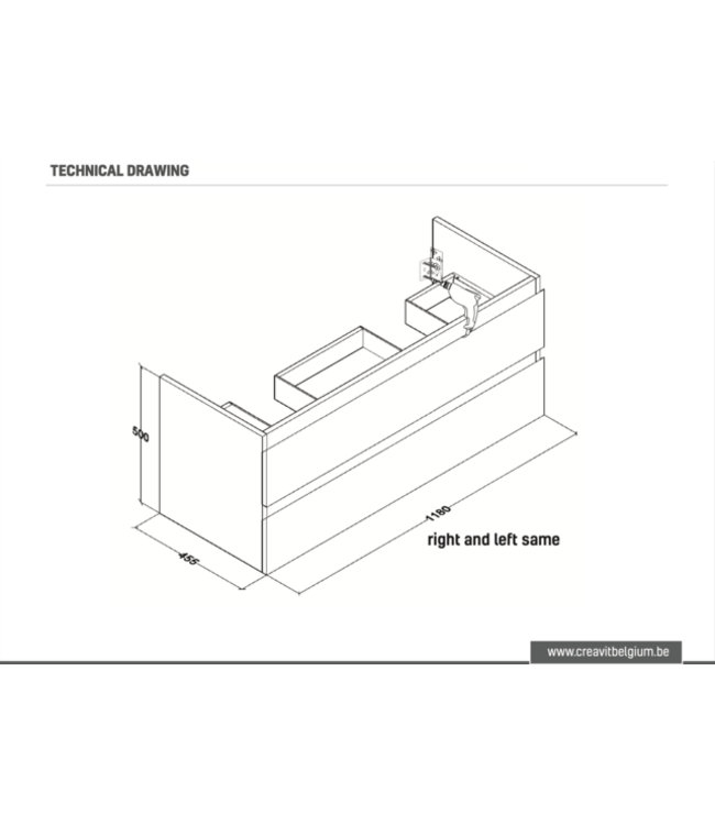 Wastafelonderkast 120cm Sally Licht Hout - Softclose lades - Excl. wastafel