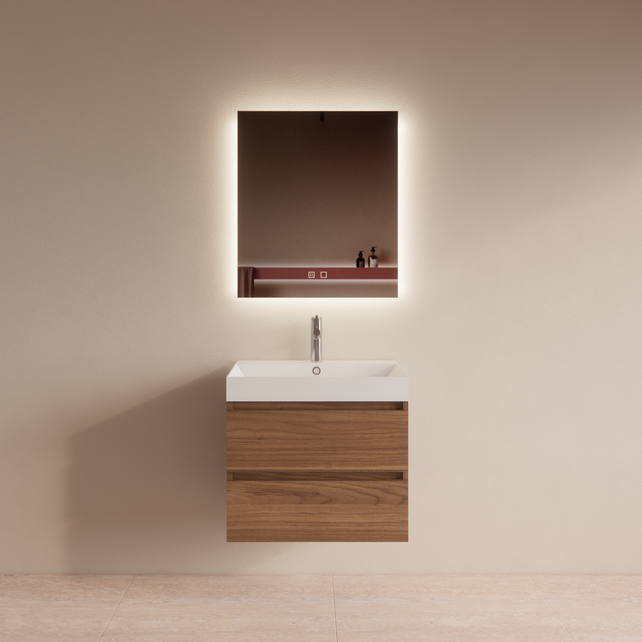 Wastafelmeubel Gliss Milan Walnoot 60cm met wastafel