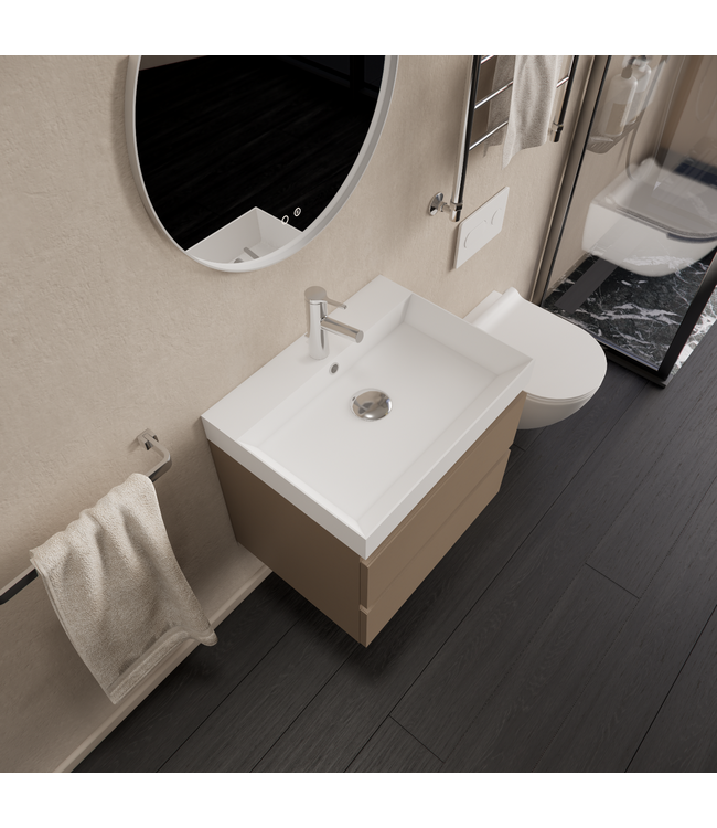 Wastafelmeubel Gliss Milan Latte Kasjmier 60cm met wastafel