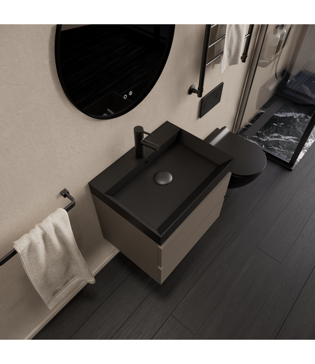 Wastafelmeubel Gliss Milan Kobalt Grijs 60cm met wastafel