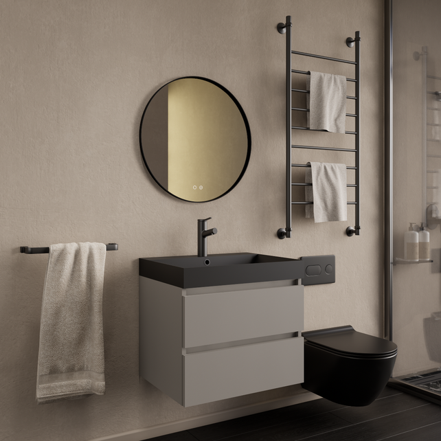 Wastafelmeubel Gliss Milan Lei Grijs 60cm met wastafel