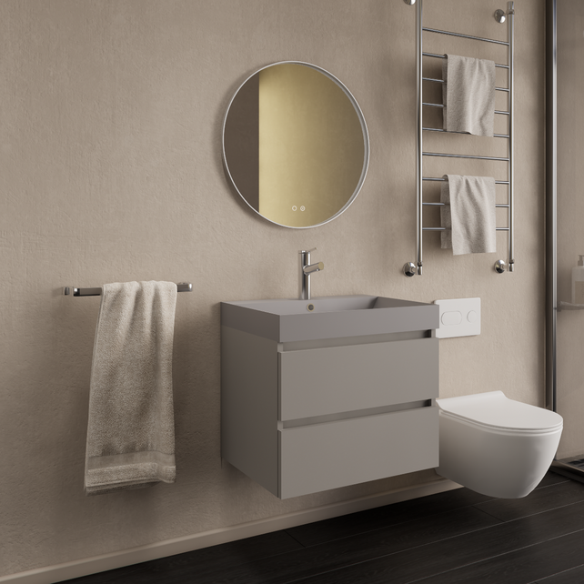 Wastafelmeubel Gliss Milan Lei Grijs 60cm met wastafel