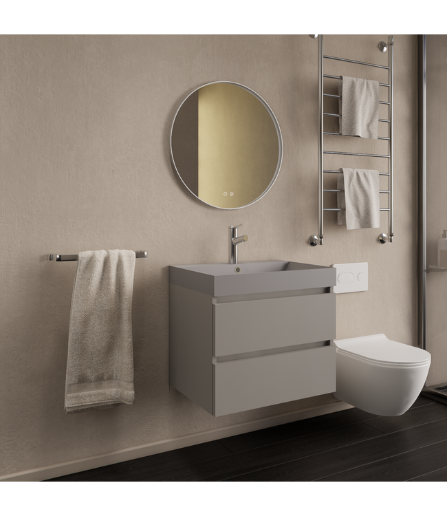 Wastafelmeubel Gliss Milan Lei Grijs 60cm met wastafel