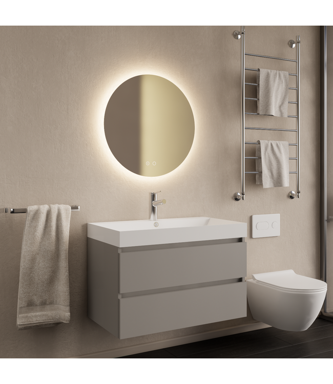 Wastafelmeubel Gliss Milan Lei Grijs 80cm met wastafel