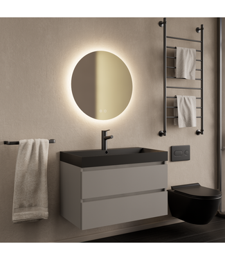 GLISS DESIGN Wastafelmeubel Gliss Milan Lei Grijs 80cm met wastafel