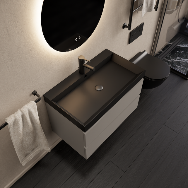 Wastafelmeubel Gliss Milan Lei Grijs 80cm met wastafel