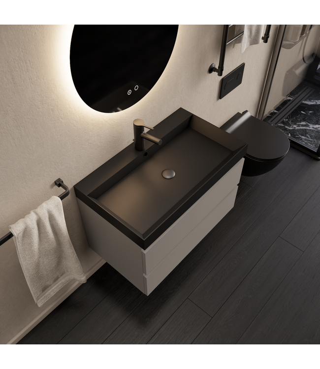 Wastafelmeubel Gliss Milan Lei Grijs 80cm met wastafel