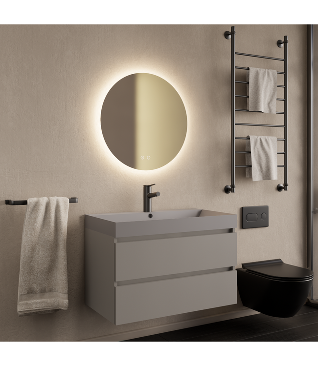 Wastafelmeubel Gliss Milan Lei Grijs 80cm met wastafel