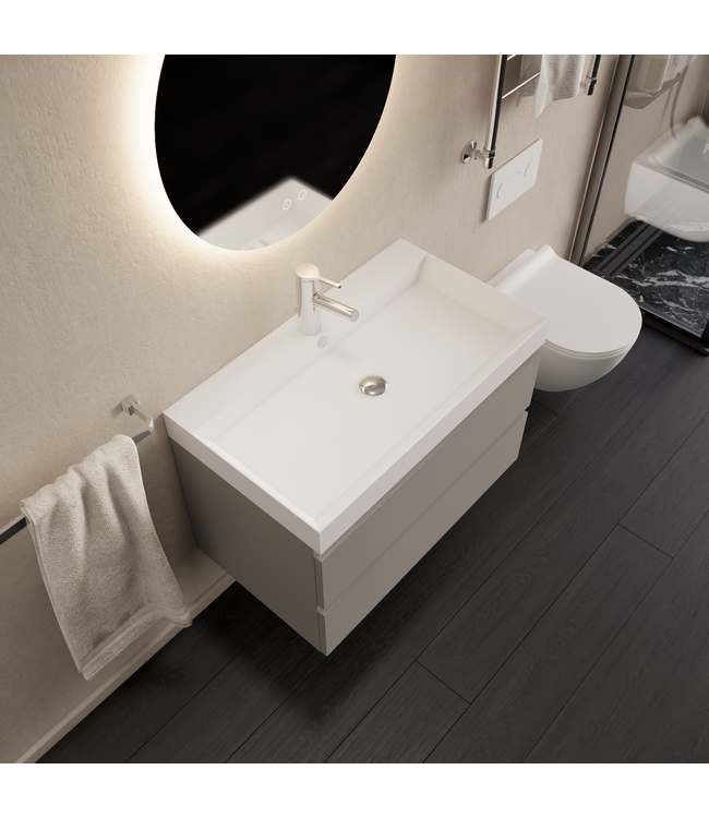 Wastafelmeubel Gliss Milan Lei Grijs 80cm met wastafel