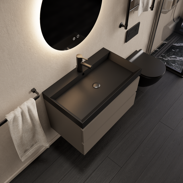 Wastafelmeubel Gliss Milan Kobalt Grijs 80cm met wastafel