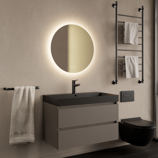 Wastafelmeubel Gliss Milan Kobalt Grijs 80cm met wastafel