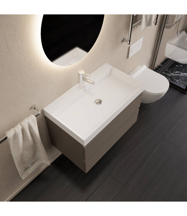 Wastafelmeubel Gliss Milan Kobalt Grijs 80cm met wastafel