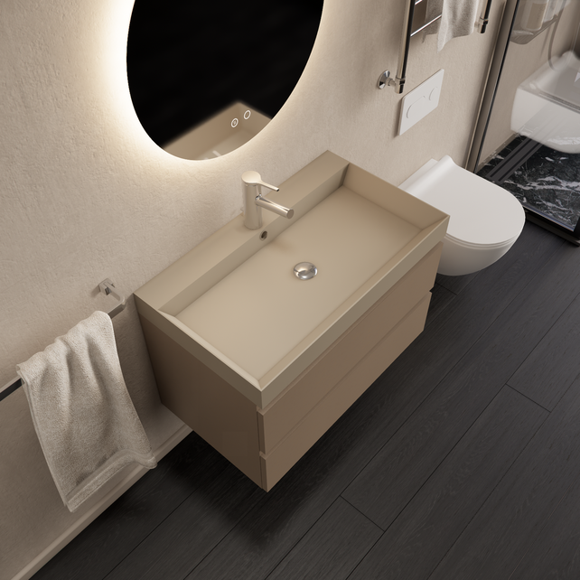 Wastafelmeubel Gliss Milan Latte Kasjmier 80cm met wastafel