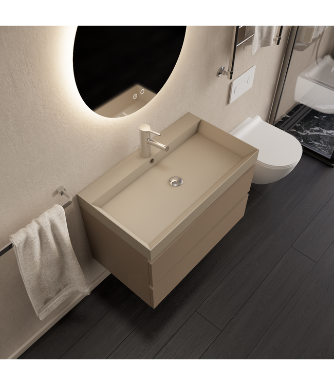 Wastafelmeubel Gliss Milan Latte Kasjmier 80cm met wastafel