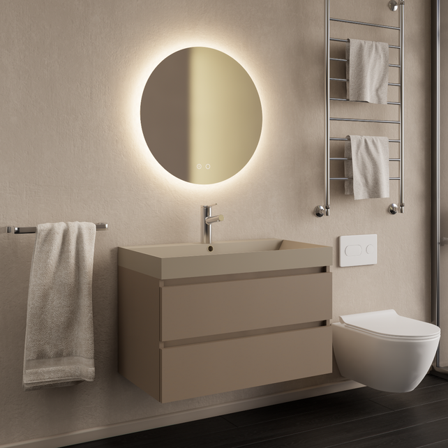 Wastafelmeubel Gliss Milan Latte Kasjmier 80cm met wastafel