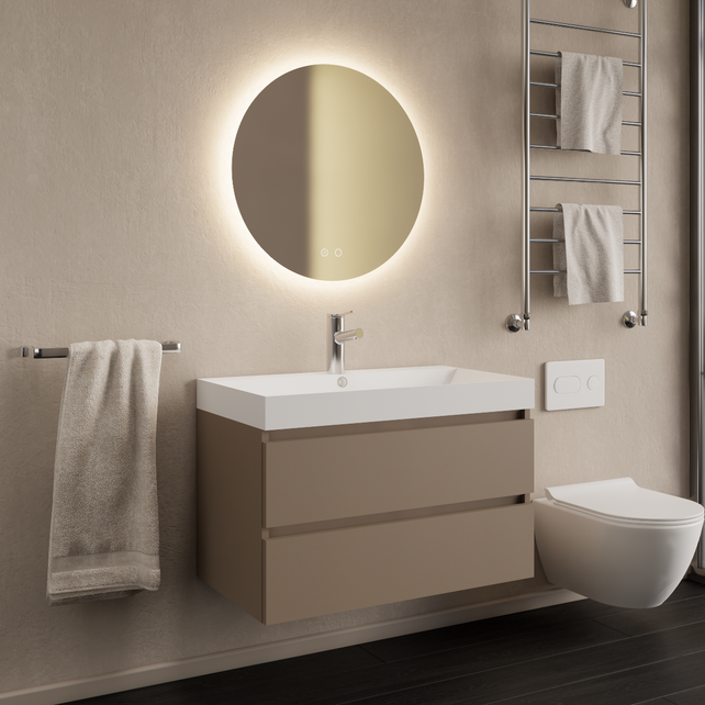 Wastafelmeubel Gliss Milan Latte Kasjmier 80cm met wastafel