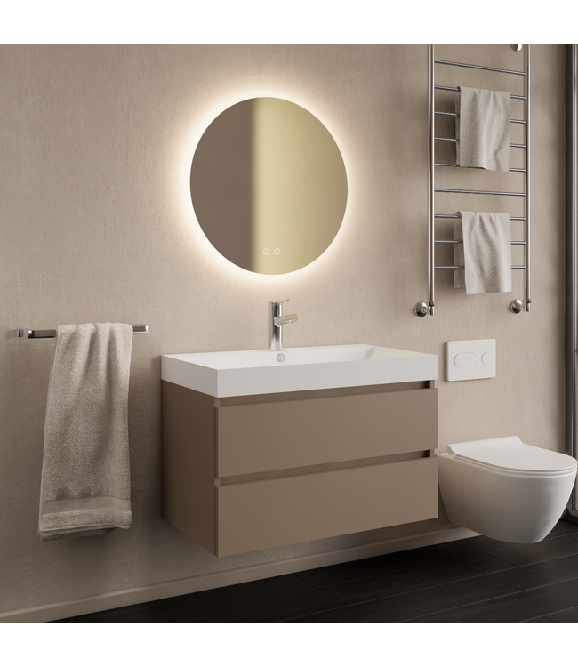 Wastafelmeubel Gliss Milan Latte Kasjmier 80cm met wastafel