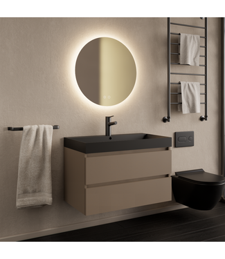 GLISS DESIGN Wastafelmeubel Gliss Milan Latte Kasjmier 80cm met wastafel