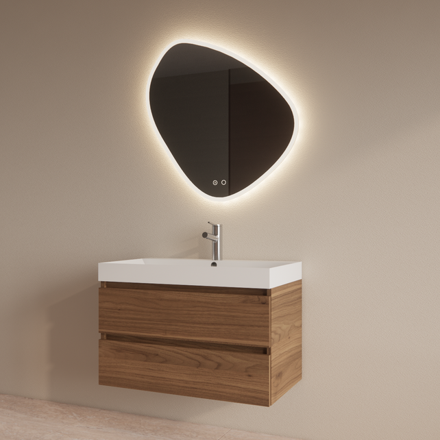 Wastafelmeubel Gliss Milan Walnoot 80cm met wastafel