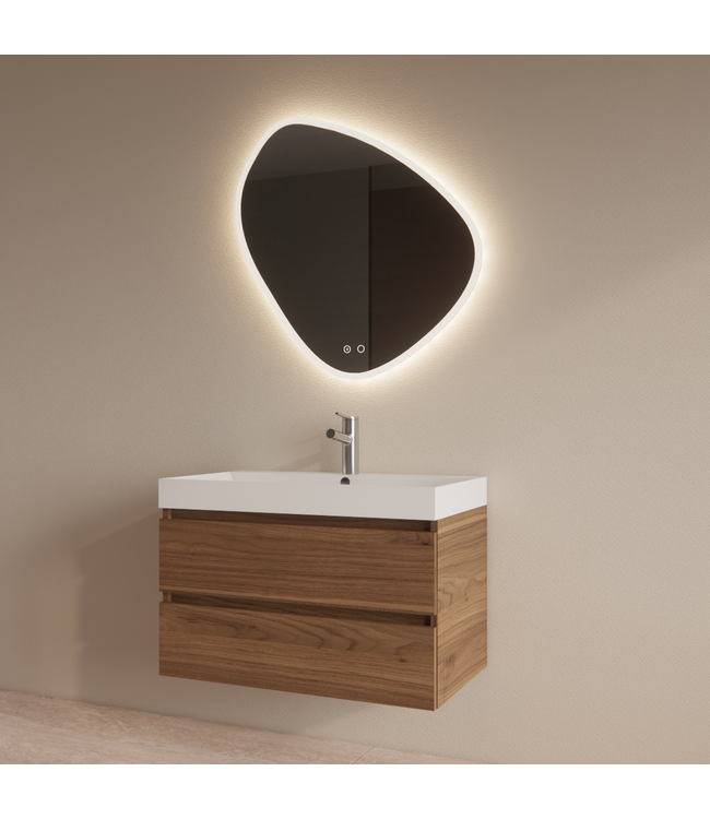 Wastafelmeubel Gliss Milan Walnoot 80cm met wastafel