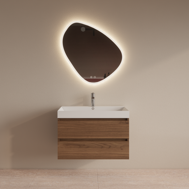 Wastafelmeubel Gliss Milan Walnoot 80cm met wastafel