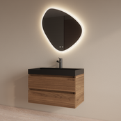 Wastafelmeubel Gliss Milan Walnoot 80cm met wastafel