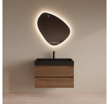 Wastafelmeubel Gliss Milan Walnoot 80cm met wastafel