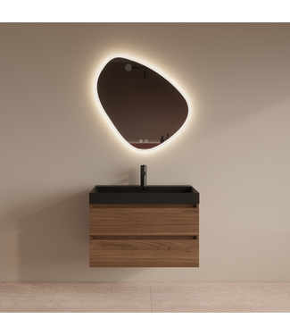 GLISS DESIGN Wastafelmeubel Gliss Milan Walnoot 80cm met wastafel