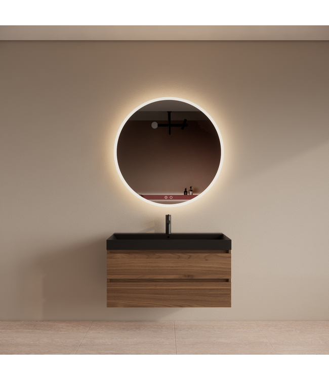 Wastafelmeubel Gliss Milan Walnoot 100cm met wastafel