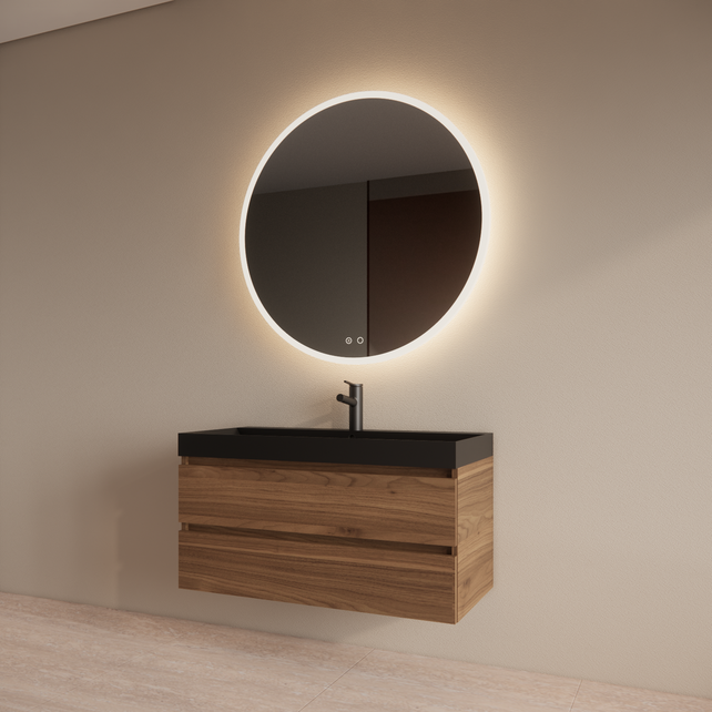 Wastafelmeubel Gliss Milan Walnoot 100cm met wastafel