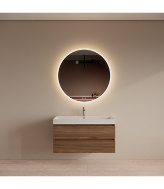 GLISS DESIGN Wastafelmeubel Gliss Milan Walnoot 100cm met wastafel