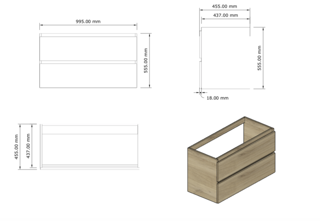 Wastafelmeubel Gliss Milan Latte Kasjmier 100cm met wastafel